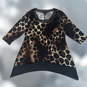 Susan Lawrence Black and Brown Patterned Top